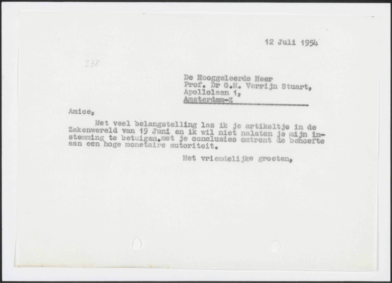 Letter to G.M. Verrijn Stuart