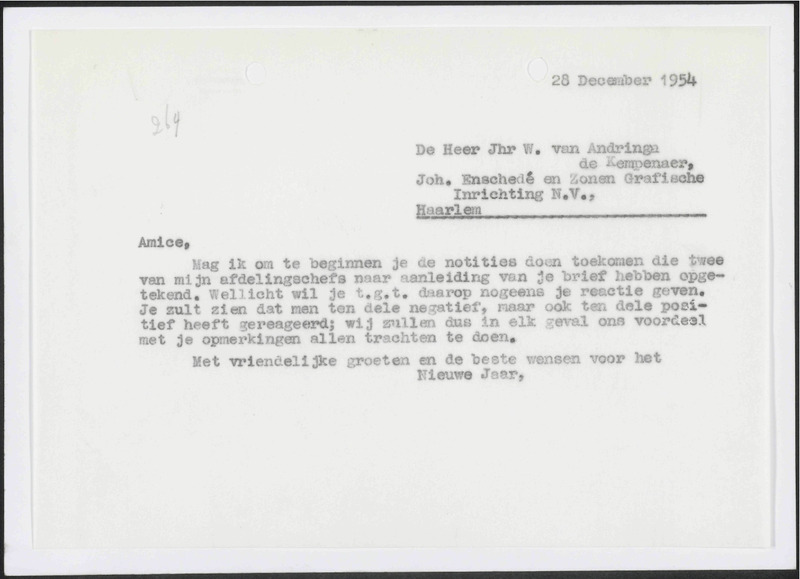 Letter to W. van Andringa de Kempenaer
