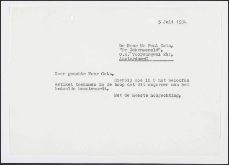 Letter to P. Catz
