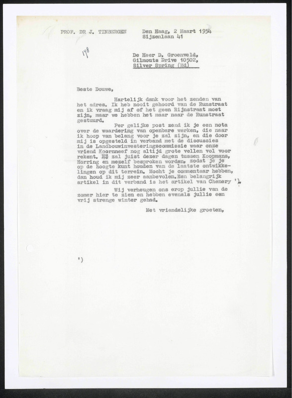 Letter to D. Groenveld