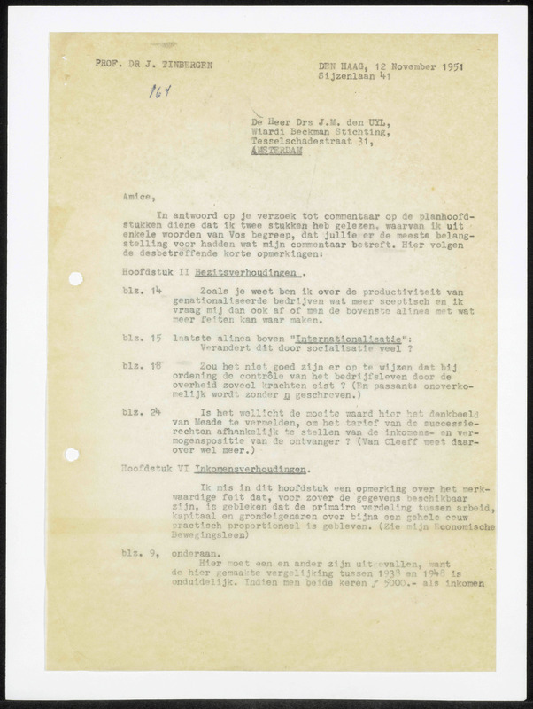 Letter to J.M. den Uyl