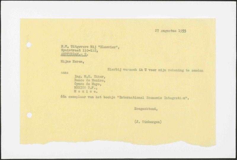 Letter to N.V. Uitgevers-maatschappij Elsevier