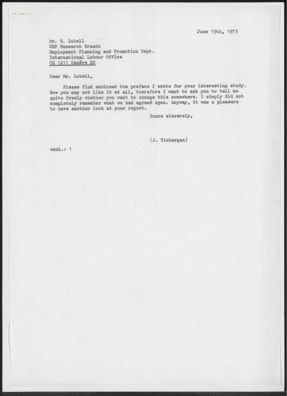 Letter to H. Lubell
