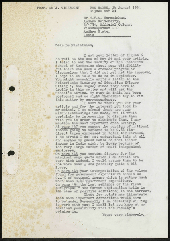 Letter to N.V.A. Narasimham