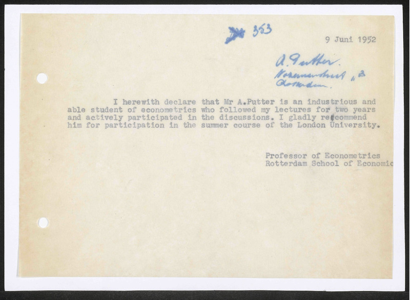 Letter to A. Putter