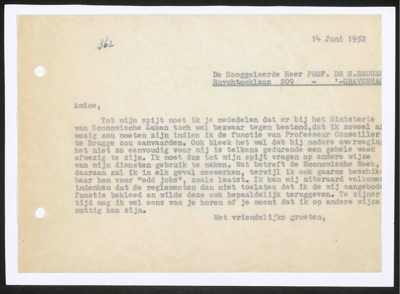Letter to H. Brugmans