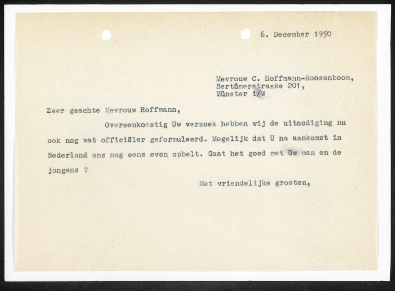 Letter to C. Hoffmann-Roosenboom