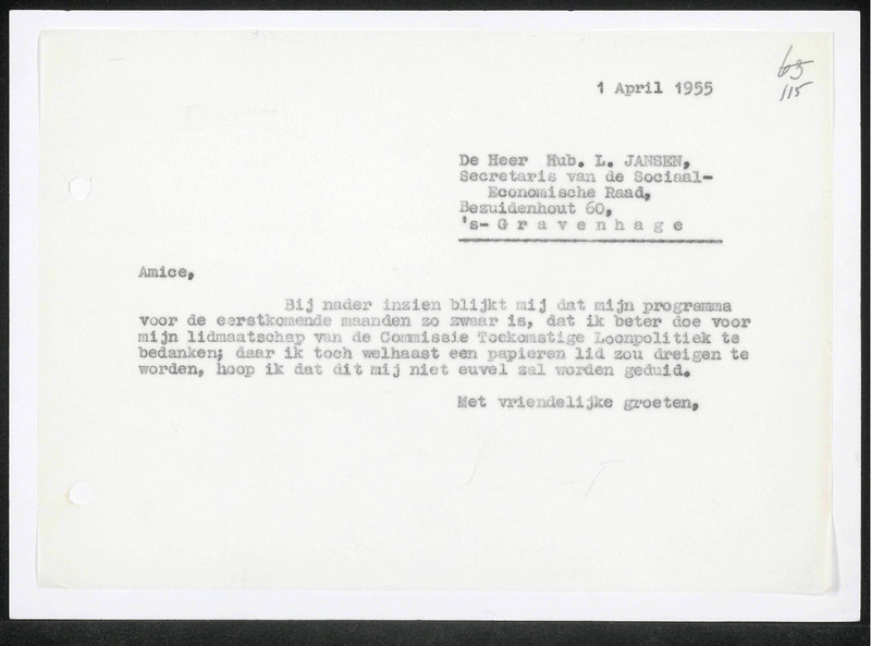 Letter to L. Jansen