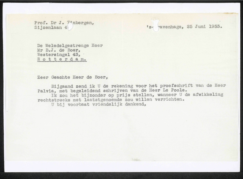 Letter to B.J. de Boer