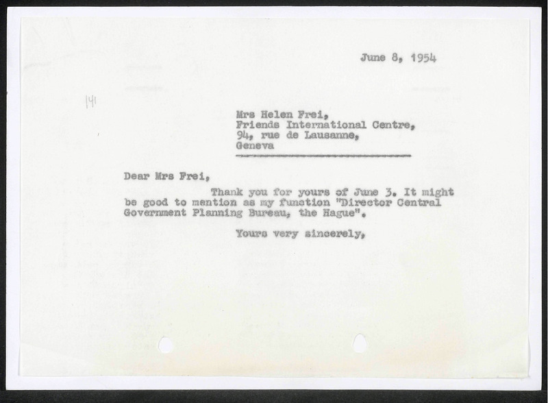 Letter to H. Frei