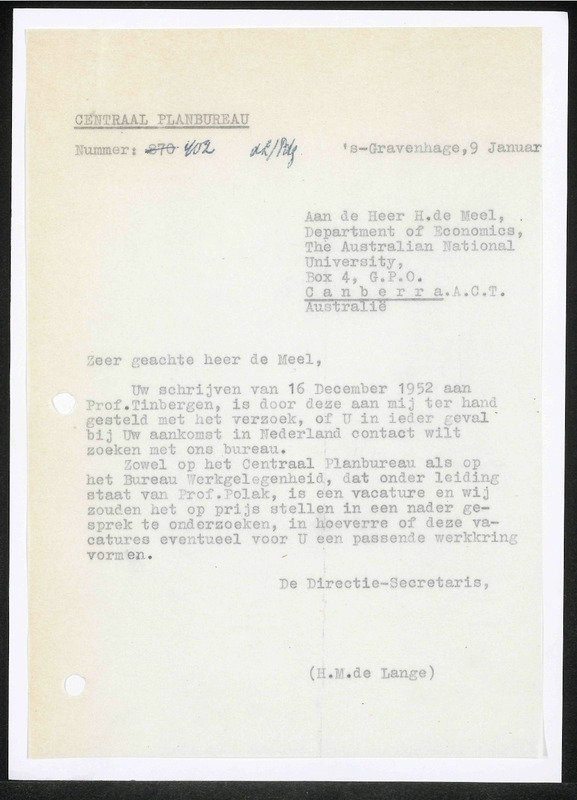 Letter to H. de Meel