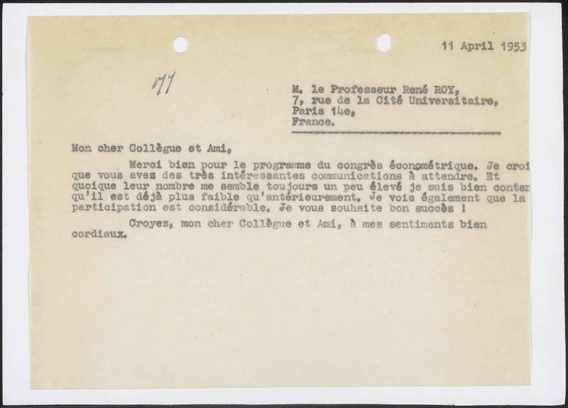 Letter to R. Roy