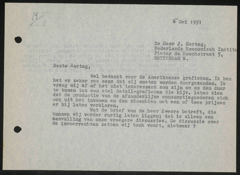Letter to J. Hartog