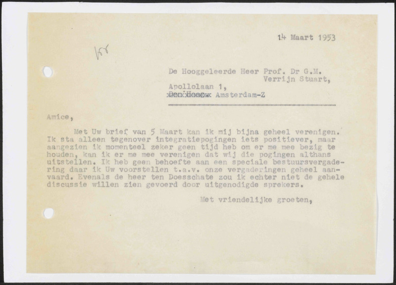 Letter to C.A. Verrijn Stuart