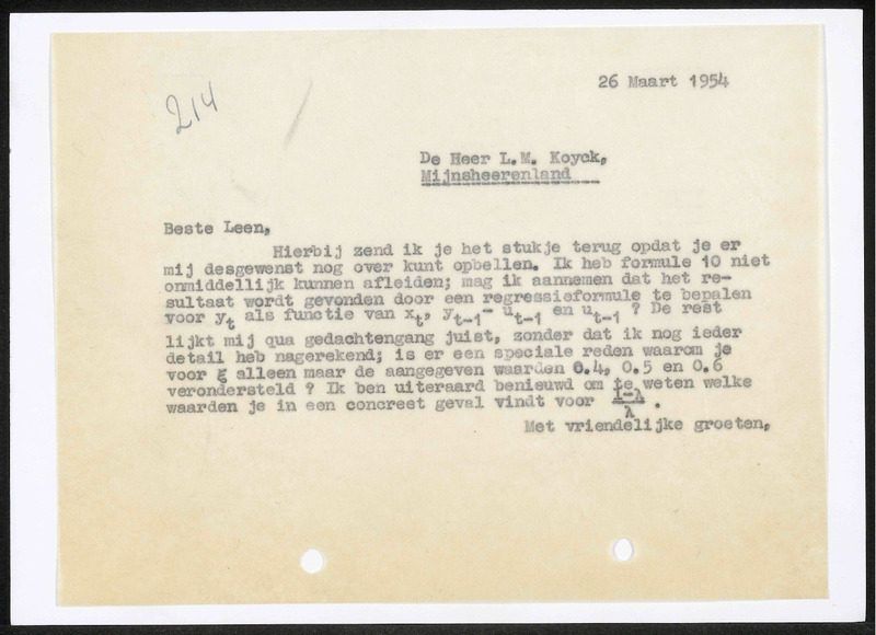 Letter to L.M. Koyck