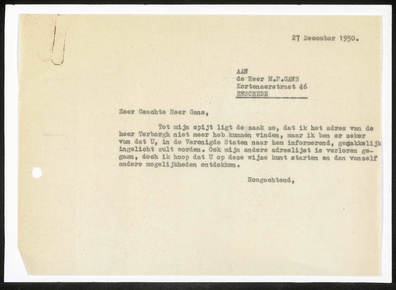 Letter to M.P. Gans