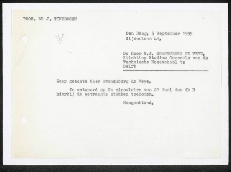 Letter to R.J. Swanenburg de Veye