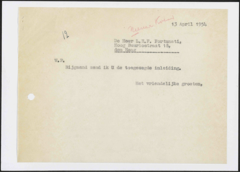 Letter to L.H. Fortunati