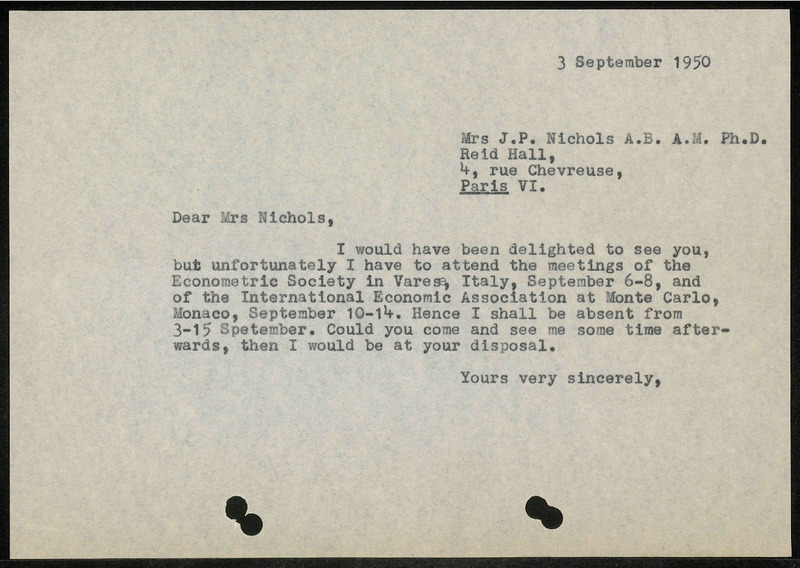 Letter to j.P. Nichols