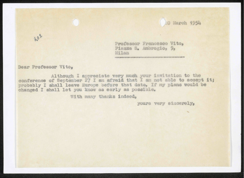 Letter to Francesco Vito