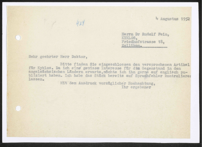 Letter to R. Frei