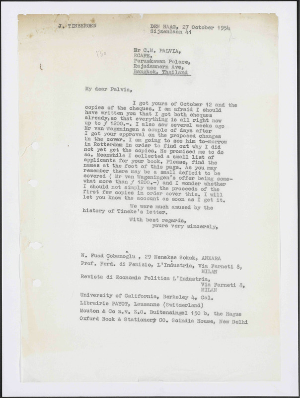 Letter to C.M. Palvia