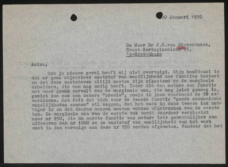 Letter to J.E. van Dierendonck