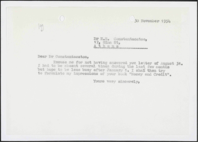 Letter to M.E. Constantacatos