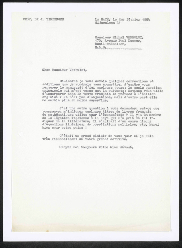 Letter to M. Verhulst