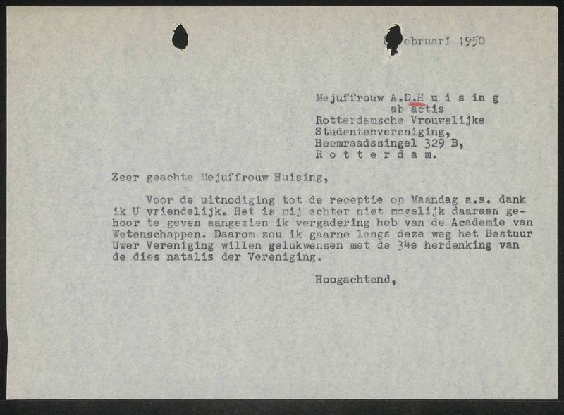 Letter to A.D.H. Huising