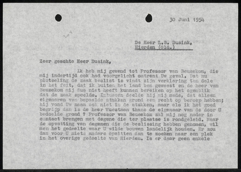 Letter to L.B. Dusink