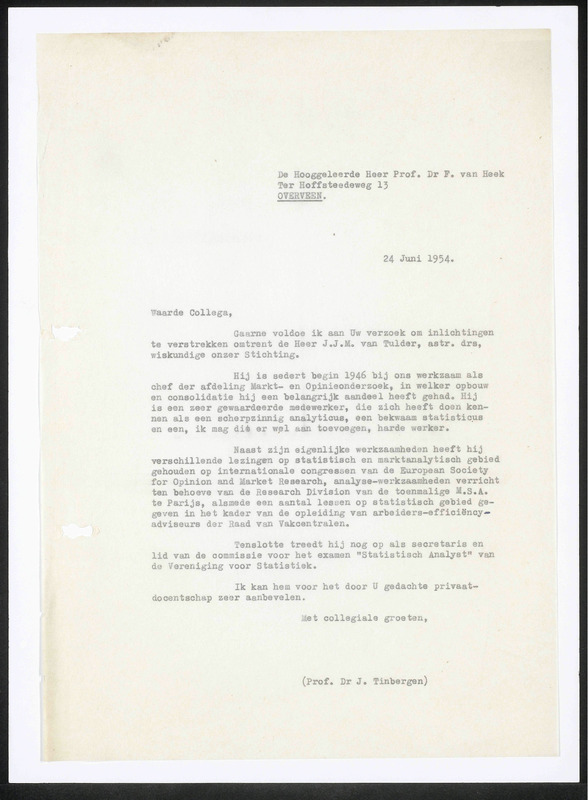 Letter to F. van Heek
