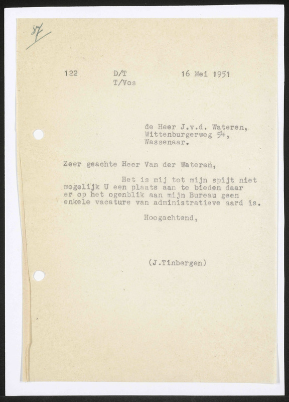 Letter to J. van der Wateren