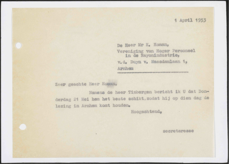 Letter to K. Homan