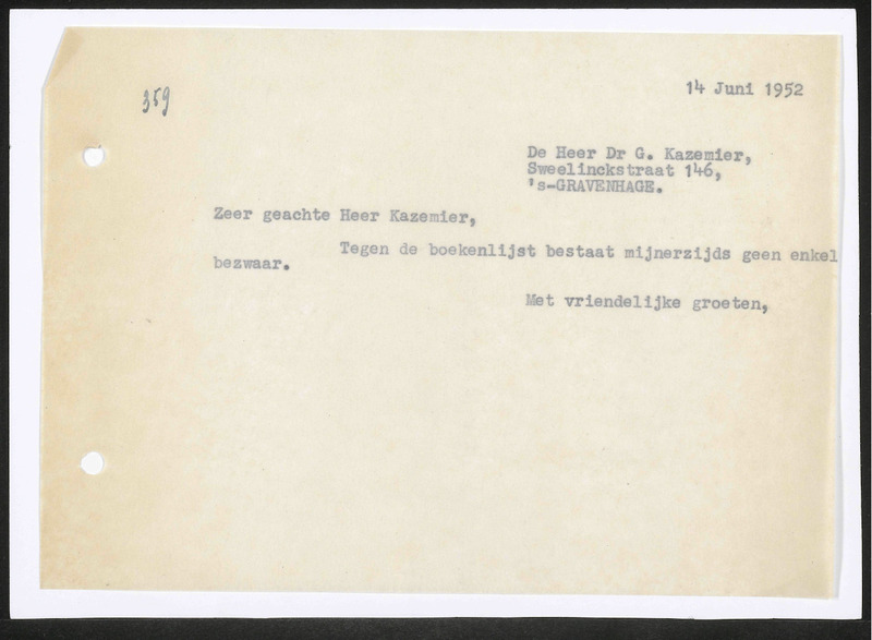 Letter to G. Kazemier