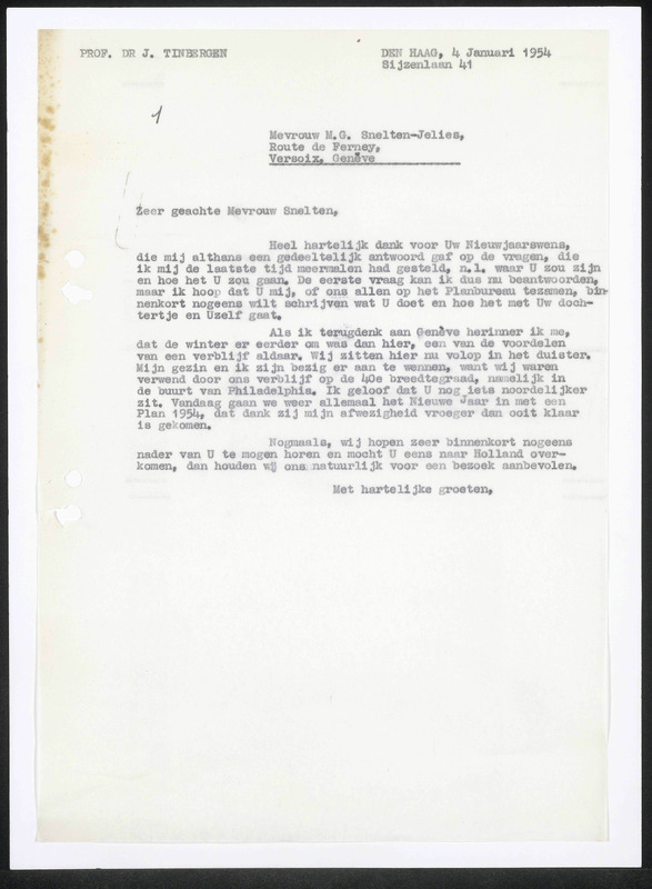 Letter to M.G. Snelten-Jelies