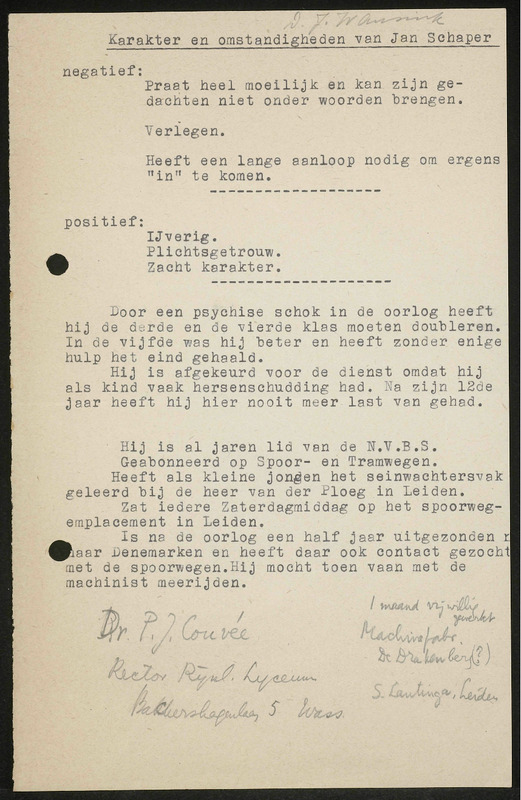 Letter to J. Schaper