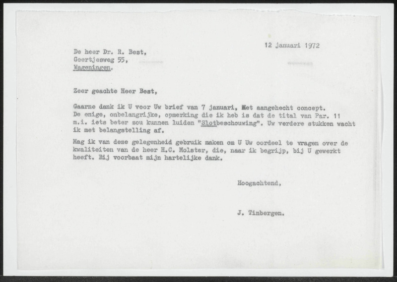 Letter to R. Best