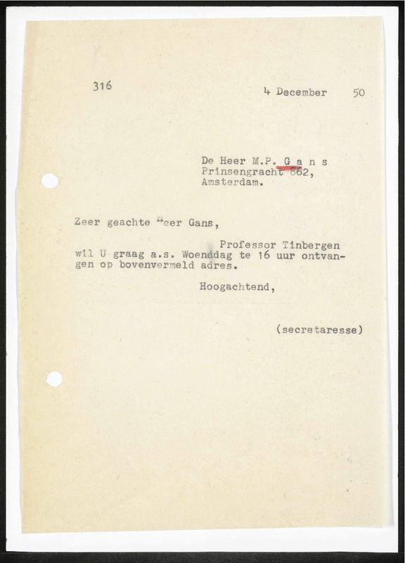 Letter to M.P. Gans