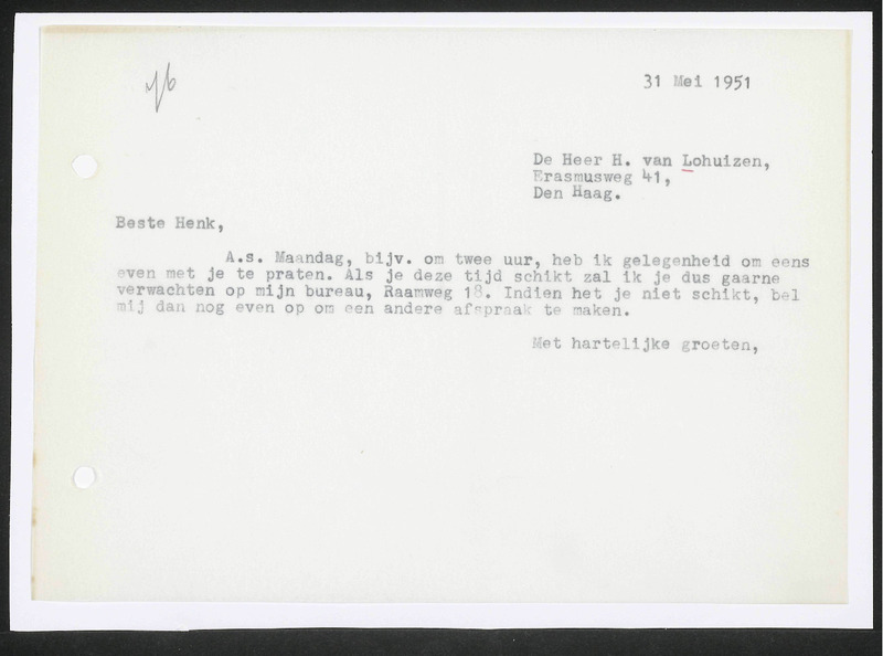 Letter to T. van Lohuizen