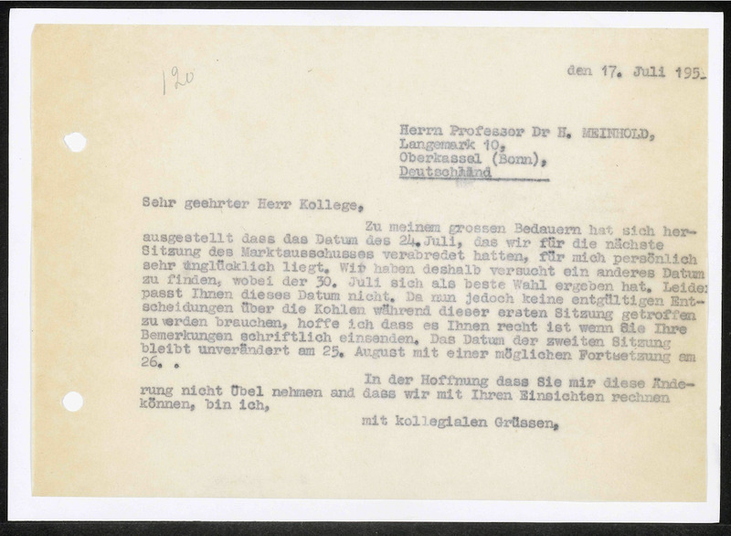Letter to H. Meinhold