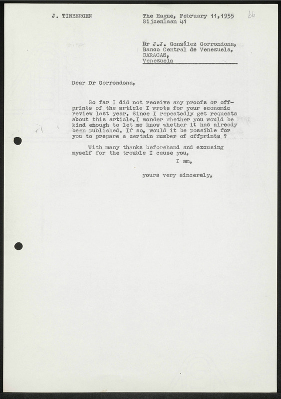 Letter to J.J. Gonzalez Gorrondona