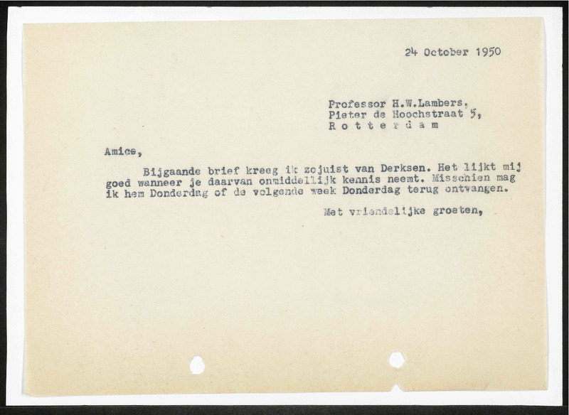 Letter to H.W. Lambers