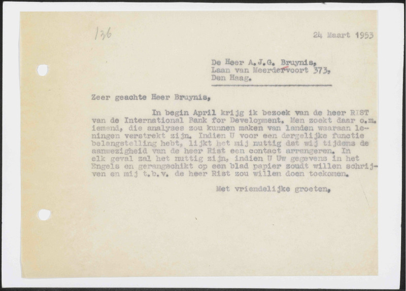 Letter to A.J.G. Bruynis