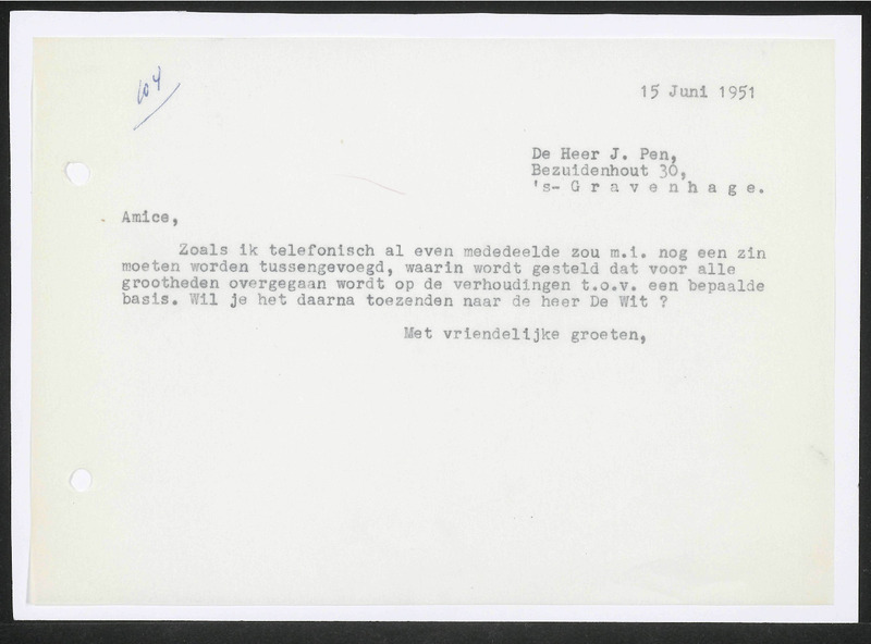 Letter to J. Pen