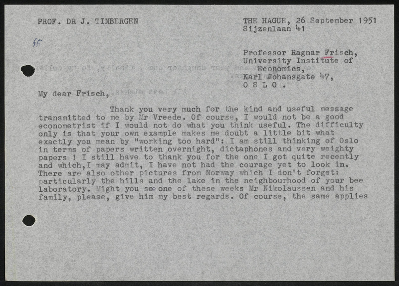 Letter to R. Frisch