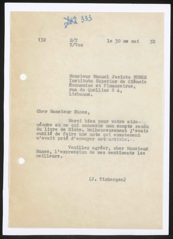 Letter to M. Jacinto Nunes