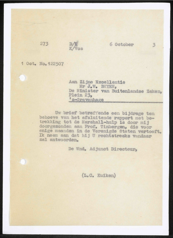 Letter to J.W. Beyen