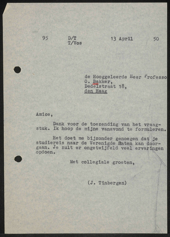 Letter to O. Bakker
