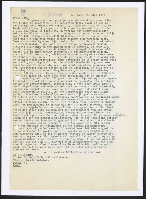 Letter to M.H. Ekker